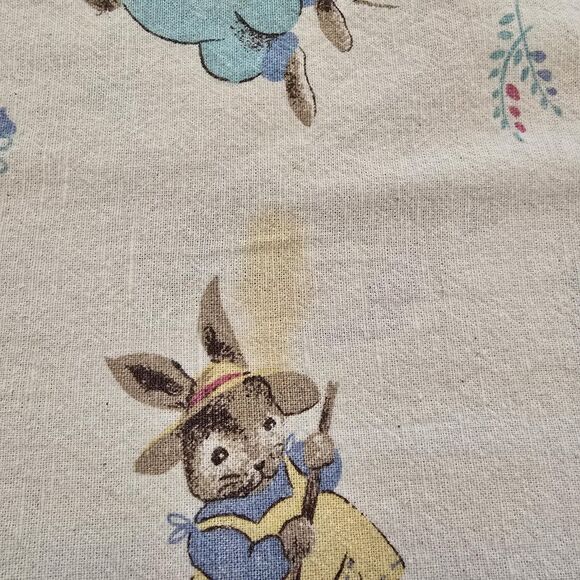 80s VTG Avon Home Fashions Cotton Flannel Bunny Rabbit Throw Blanket Easter - Picture 8 of 12